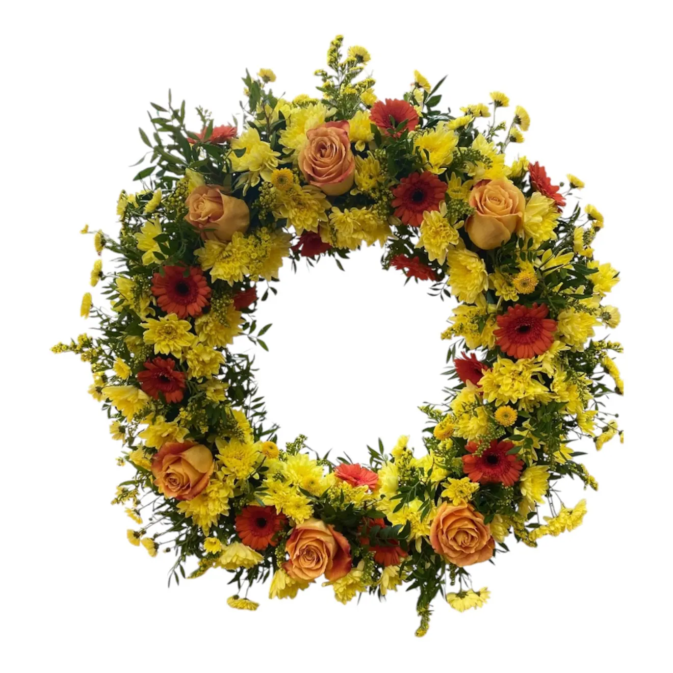 Coroana funerară galben -portocaliu